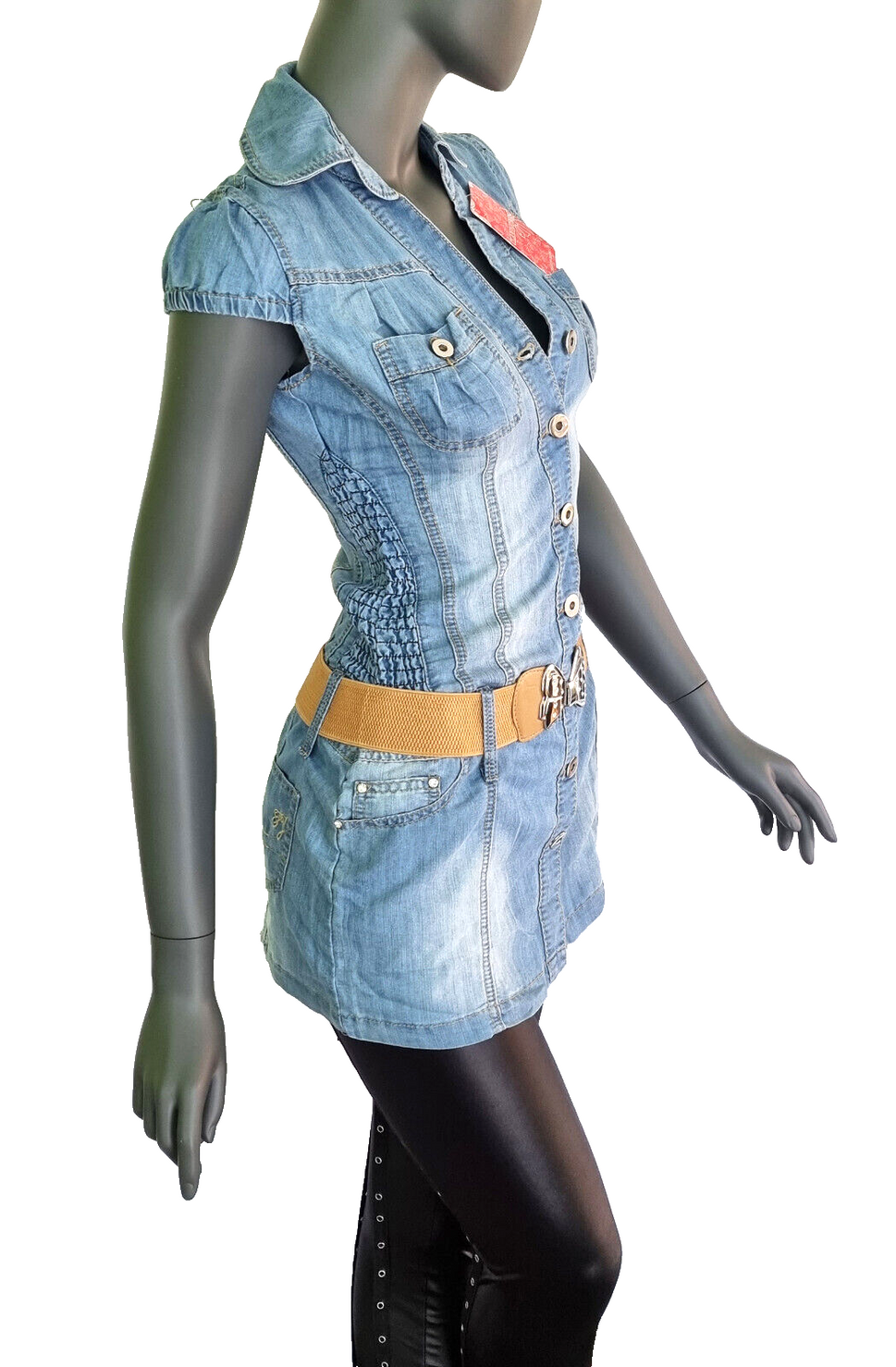 Clandjones Jeanskleid Minikleid mit Gürtel Gr.36