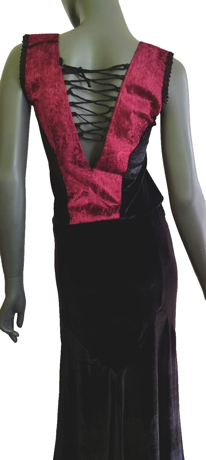 Corsagentop Schnürung Samt Pentagramm Gothic Punk Medieval Witch lila Gr. M36