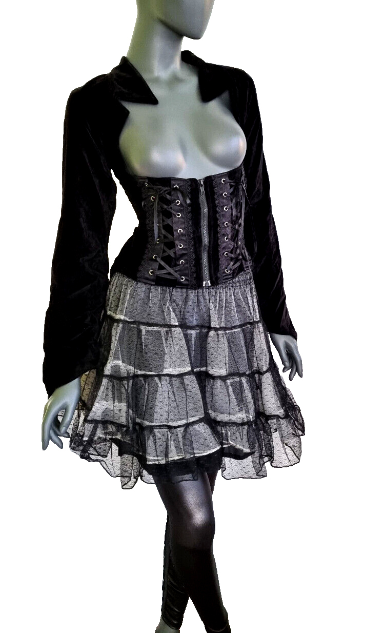 Samtjacke Miederjacke Corsagenlook Blazer underbust Steampunk Gothic Gr. 34/36