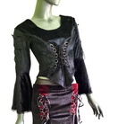 Zeige Bild SamtBluse  Miederbluse Gothic Larp Witch Medieval schwarz Gr. 34-38 3