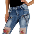 Zeige Bild Original Damen Jeans Skinny Rosen destroyed stretch Low Cut Hüftjeans Gr.34-36 2