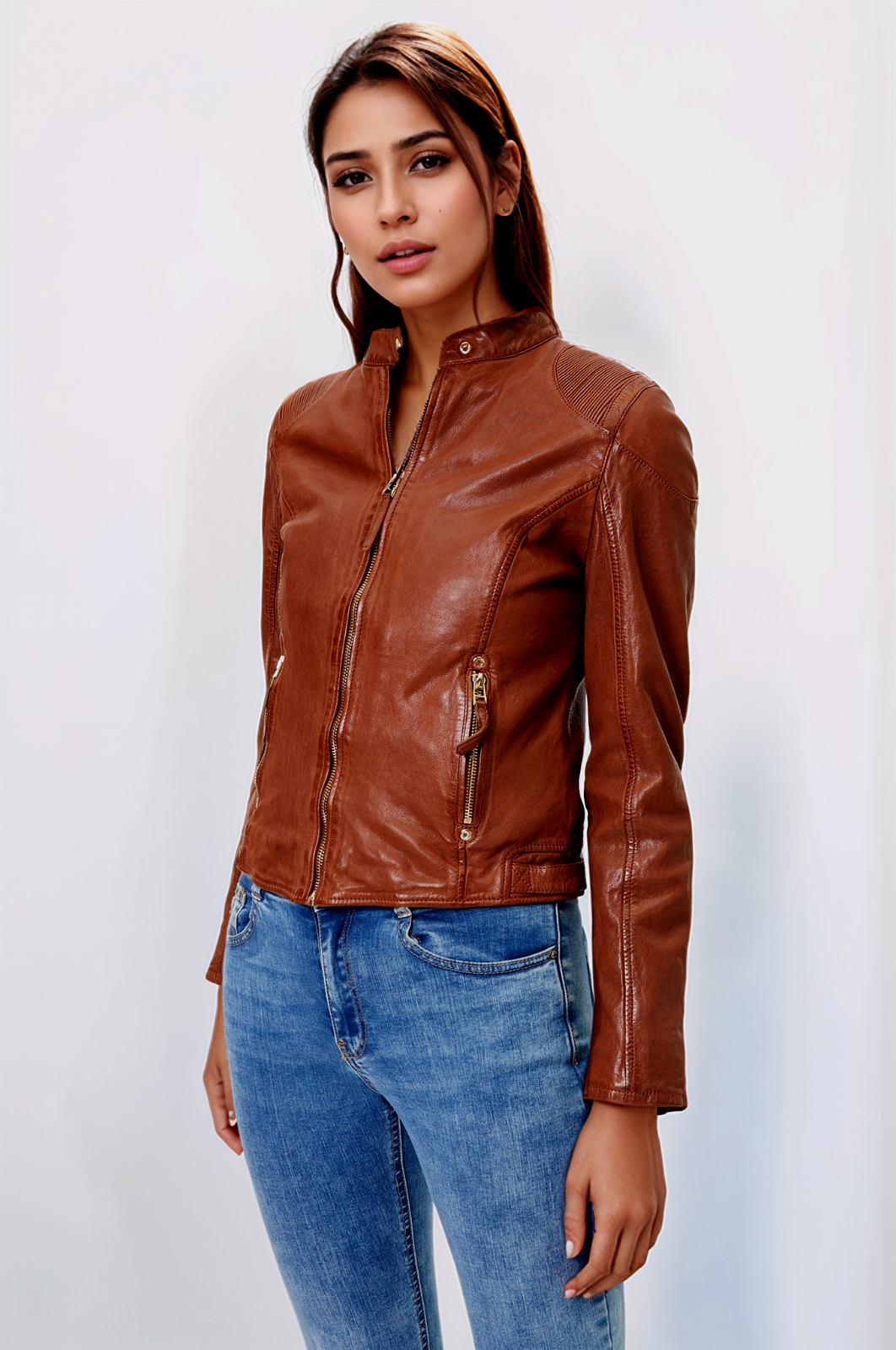 Gipsy Mauritius Lederjacke Gwaneta Bikerjacke cognac Gr. XXL/42-44