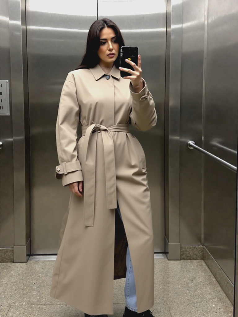Calvin Klein Trenchcoat Mantel Übergang grau taupe Gr.L/40-42