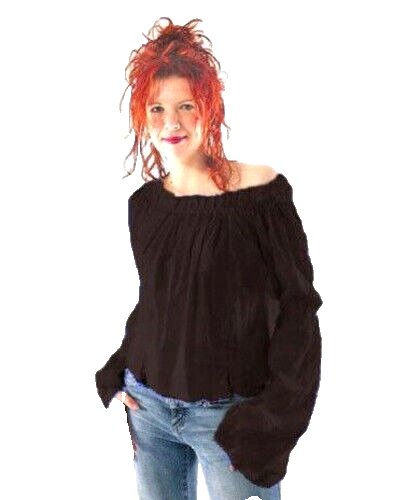 Mittelalter Gothic Pirat Larp Carmen-Bluse schwarz Gr.34-38