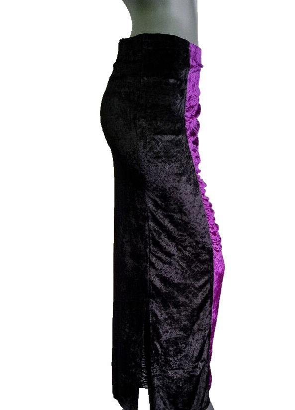 Bäres Maxirock  gothic punk  Samtrock schwarz lila Gr.44/46