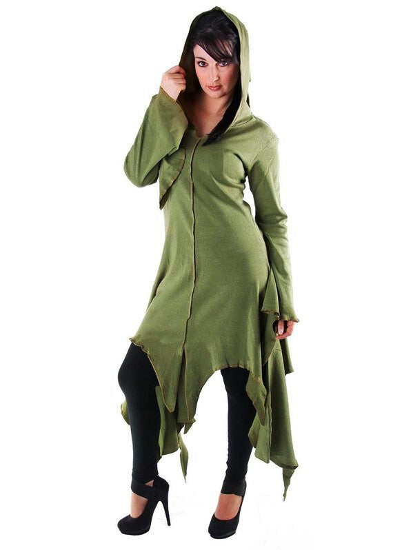 Gugel ZipfelKleid Gothic Ethno Hippie Witch Pixie rot, orange,grün Gr.S/M, L/XL