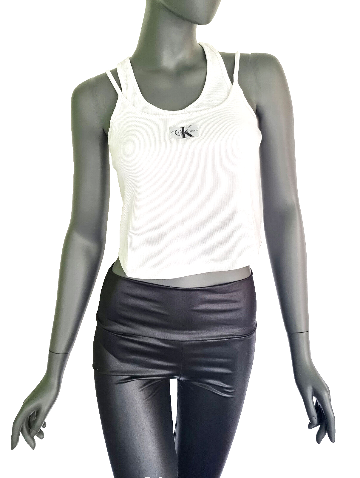 Calvin Klein Badge Rib double Layer Top crop Gr.XXL  42-44