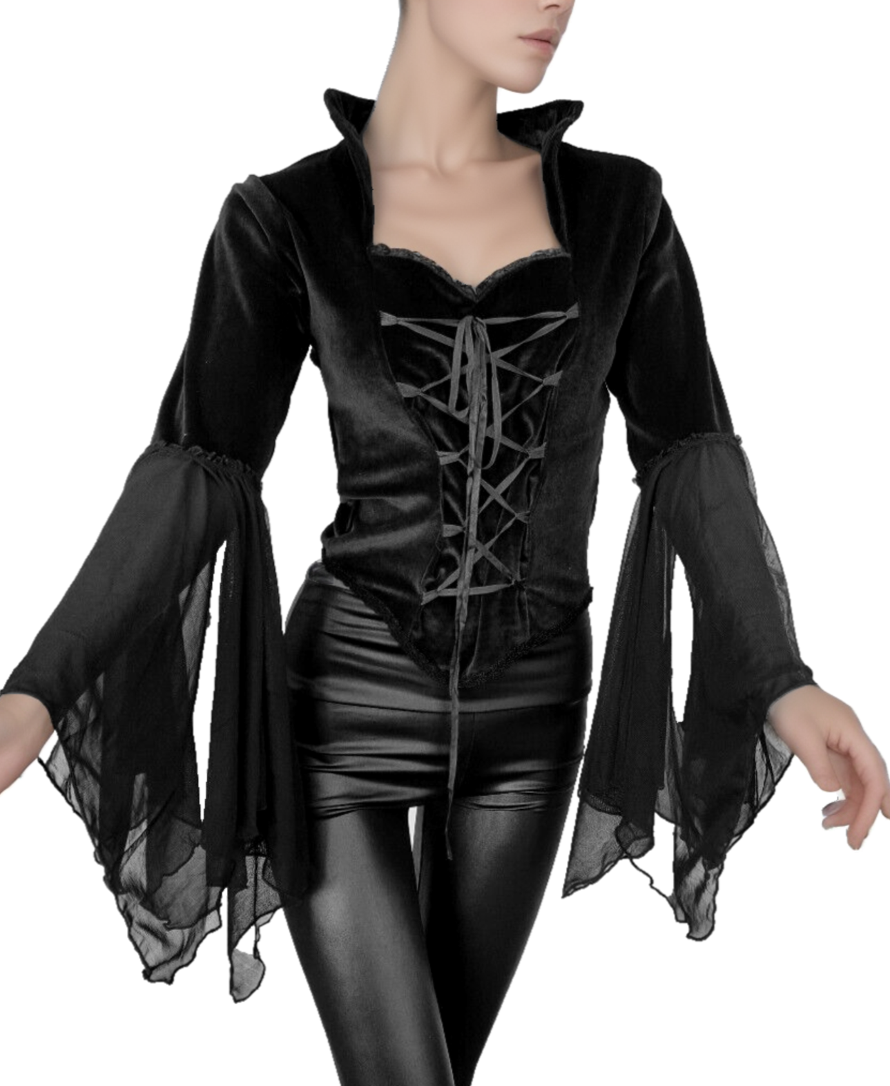 SamtBluse Gothic Larp dark Witch Medieval Mieder Vampir Barock Gr.34-38