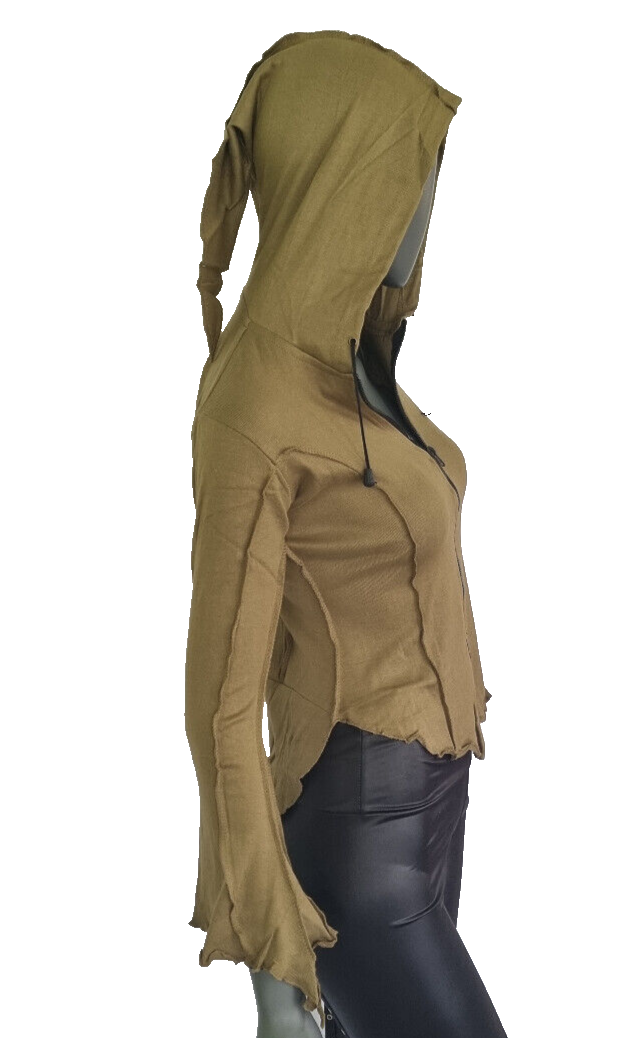 Gugel Shirtjacke Goa Ethno Boho Medieval Hippie tannengrün Gr.S/M