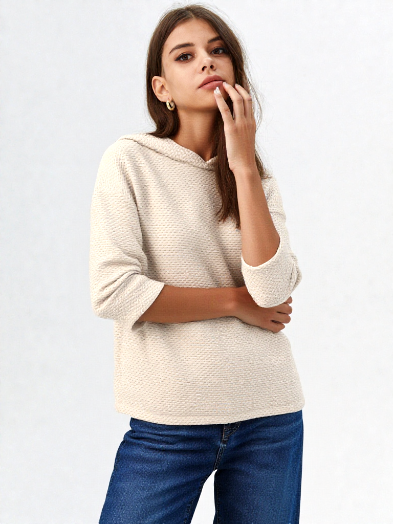 Street One Struktur Hoodie beige Gr.42