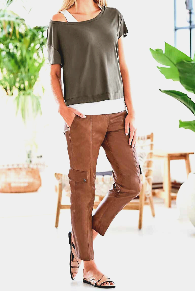 Cargo Lammnappa Lederhose cognac Gr.34-36