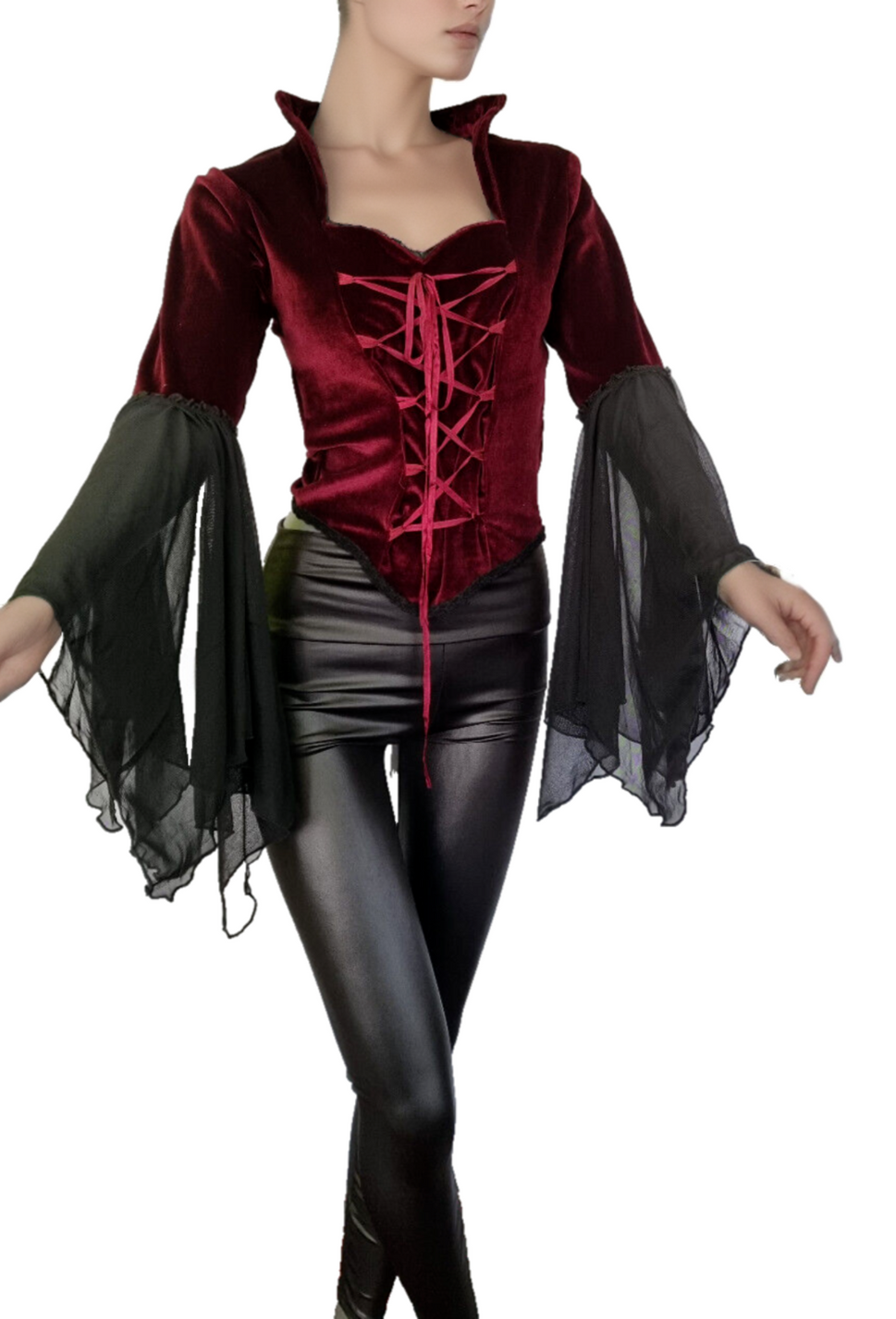 SamtBluse Gothic Larp dark Witch Medieval Mieder Vampir Barock Gr.34-38