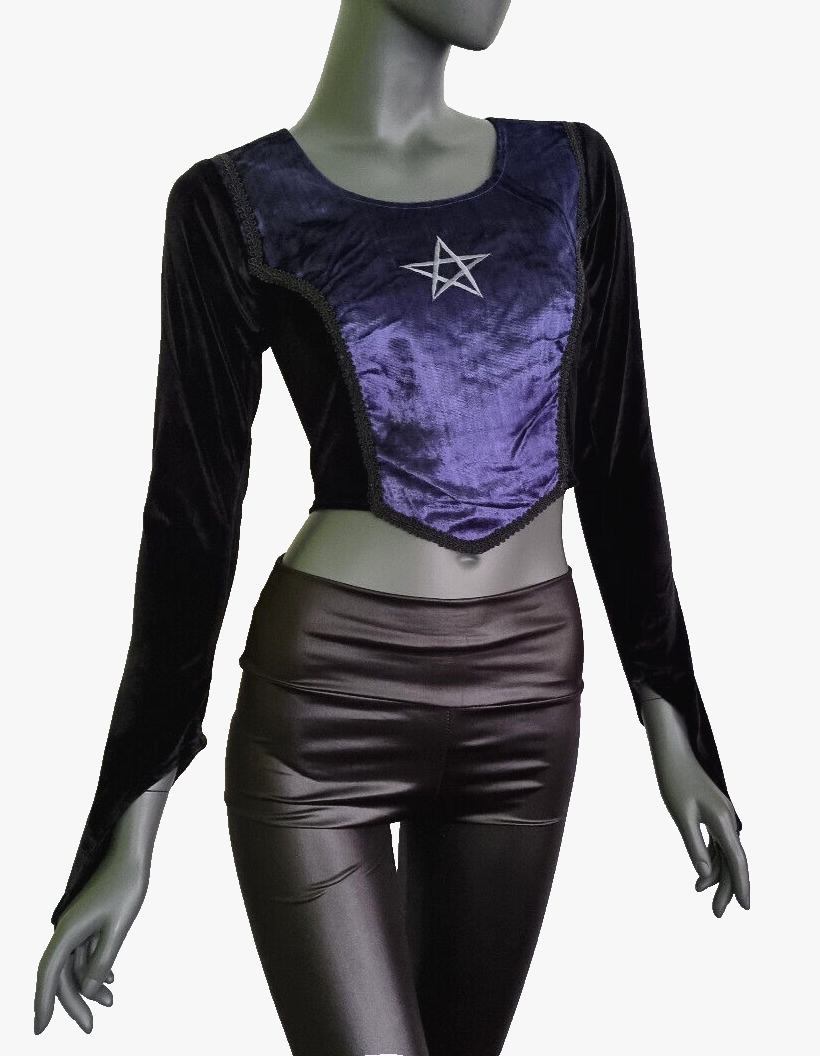 Bäres CorsagenTop Gothic Pentagramm Stulpenärmel schwarzblau Gr.34/36 kleine 38