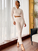 Zeige Bild Adidas Rib Pants Flared Leggings grau Freizeithose Gr. S /34-36 3