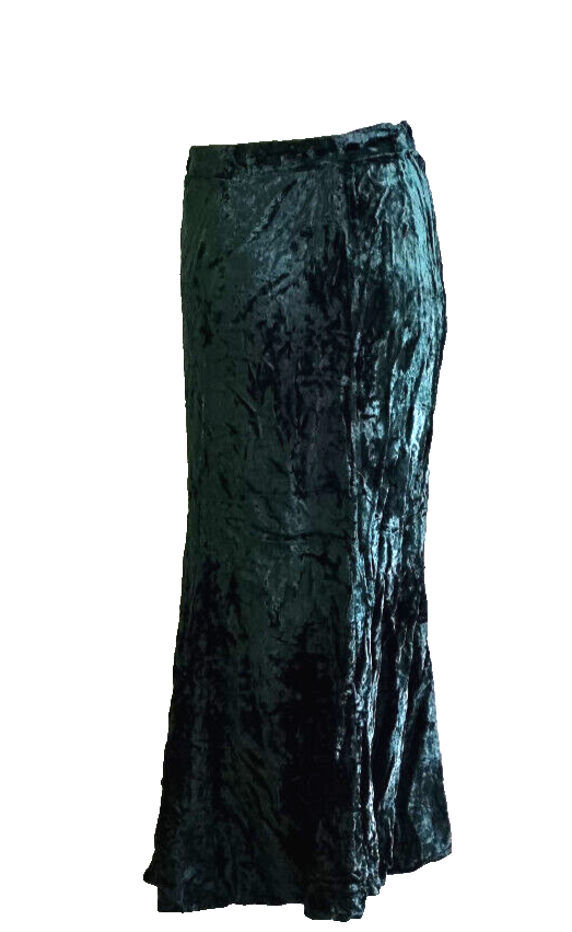 Crincle Maxirock Samtrock Gothic Witch Punk Pixie Medieval grün 34/36 kl.38