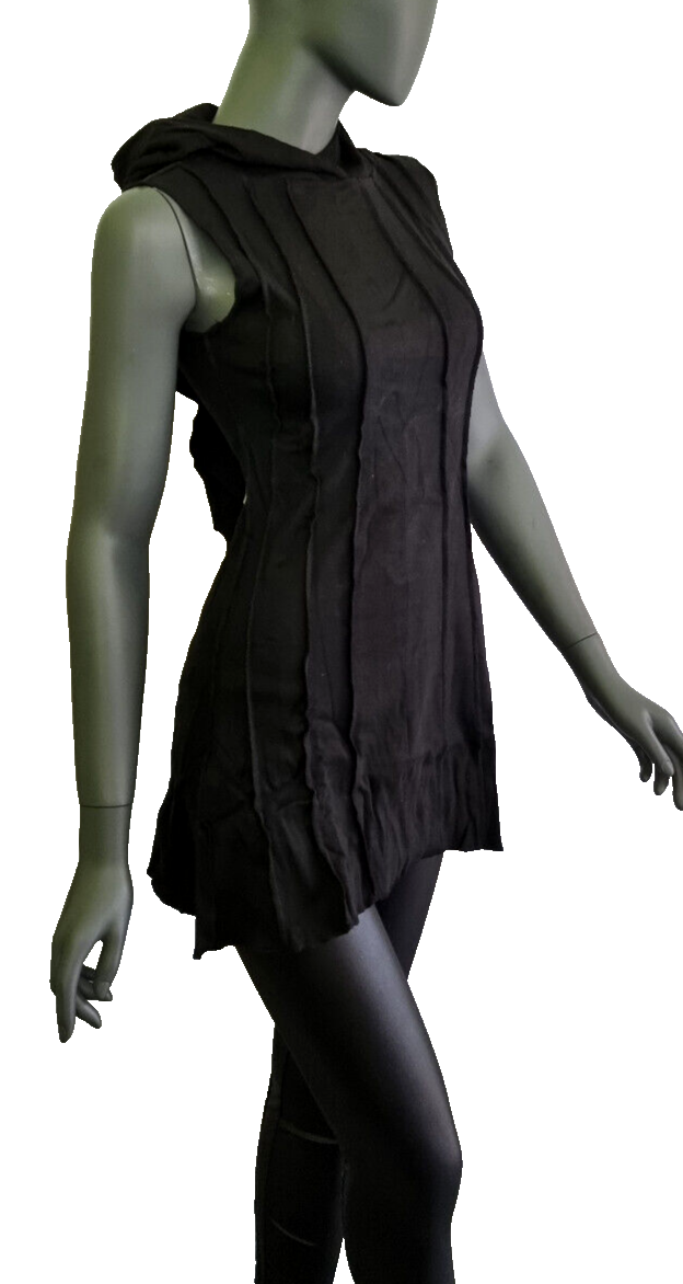 Gugel Longshirt Kleid Medieval Pixie Boho schwarz Gr.38/40
