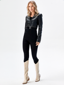 Zeige Bild Lamm-Nappalederjacke  schwarz  unzip Bolero 2 in 1  Gr.34 3