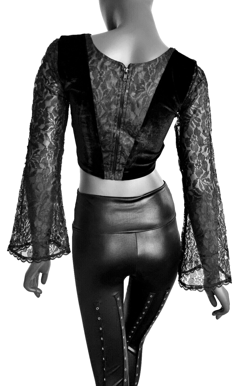 Bäres Kurztop SamtSpitze Gothic Punk Victorian schwarz-lila Gr.34-38