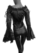 Zeige Bild Samt Carmenbluse Mieder Spitze viktorian Barock Gothic Punk Corsagenbluse 36/38 3