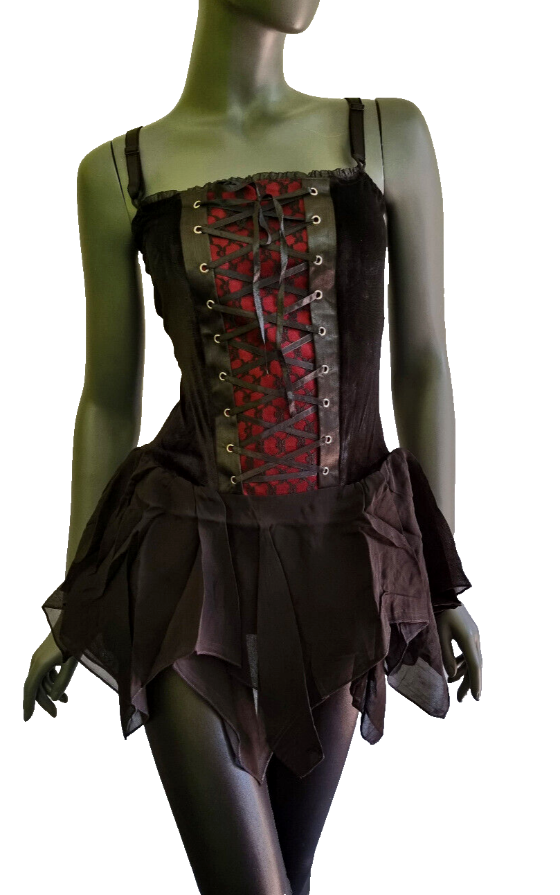 Corsagentop Mieder Gothic Punk Victorian  Medieval Zipfel schwarz Gr.36-40