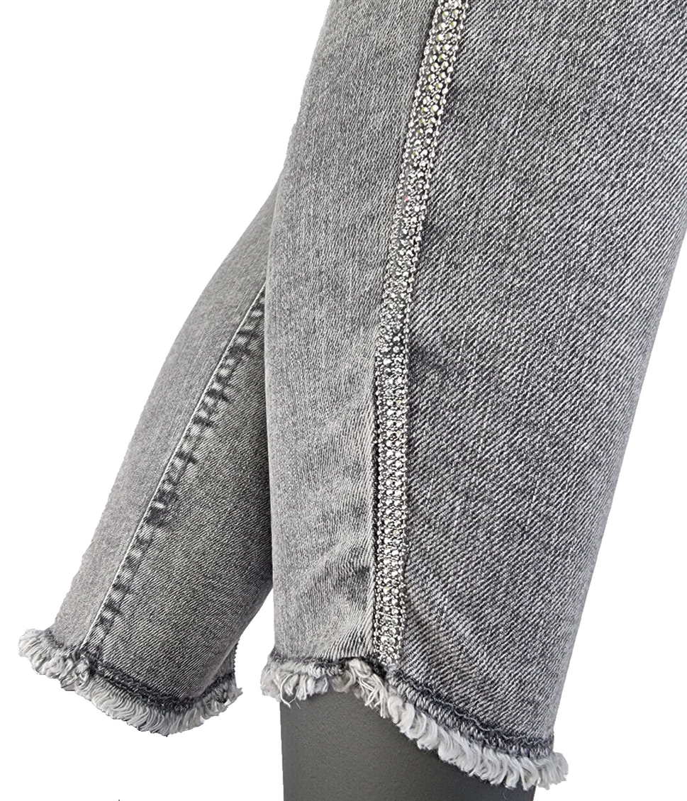 Only Blush Skinny Fit Jeans used Look 7/8 tel Glitzer Seitenstreifen Gr.L/36-38