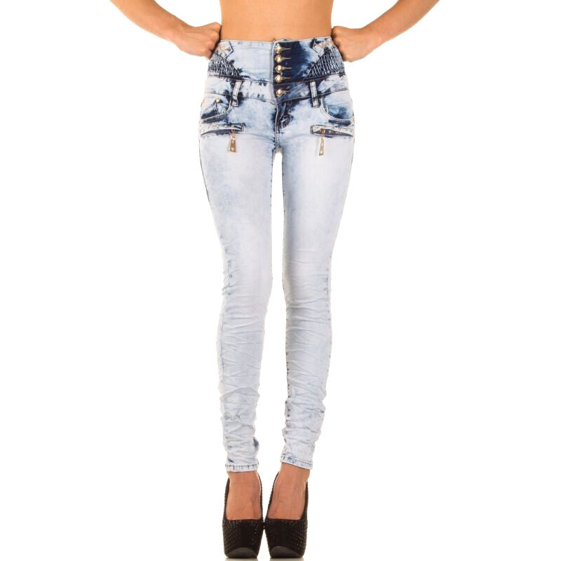 ORIGINAL Sexy High Waist Röhre Strass + Nieten Gr.32 kleine 34