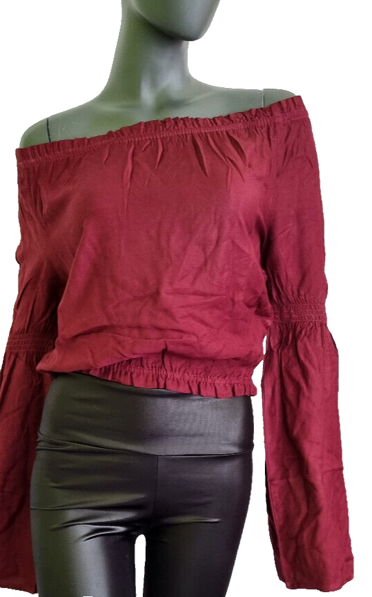 Mittelalter Gothic Pirat Larp Carmen-Bluse bordeaux Gr.38-42