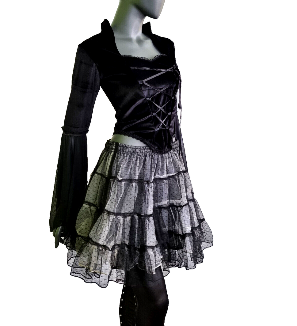 SamtBluse Gothic Larp dark Witch Medieval Mieder Vampir Barock Gr.34-38