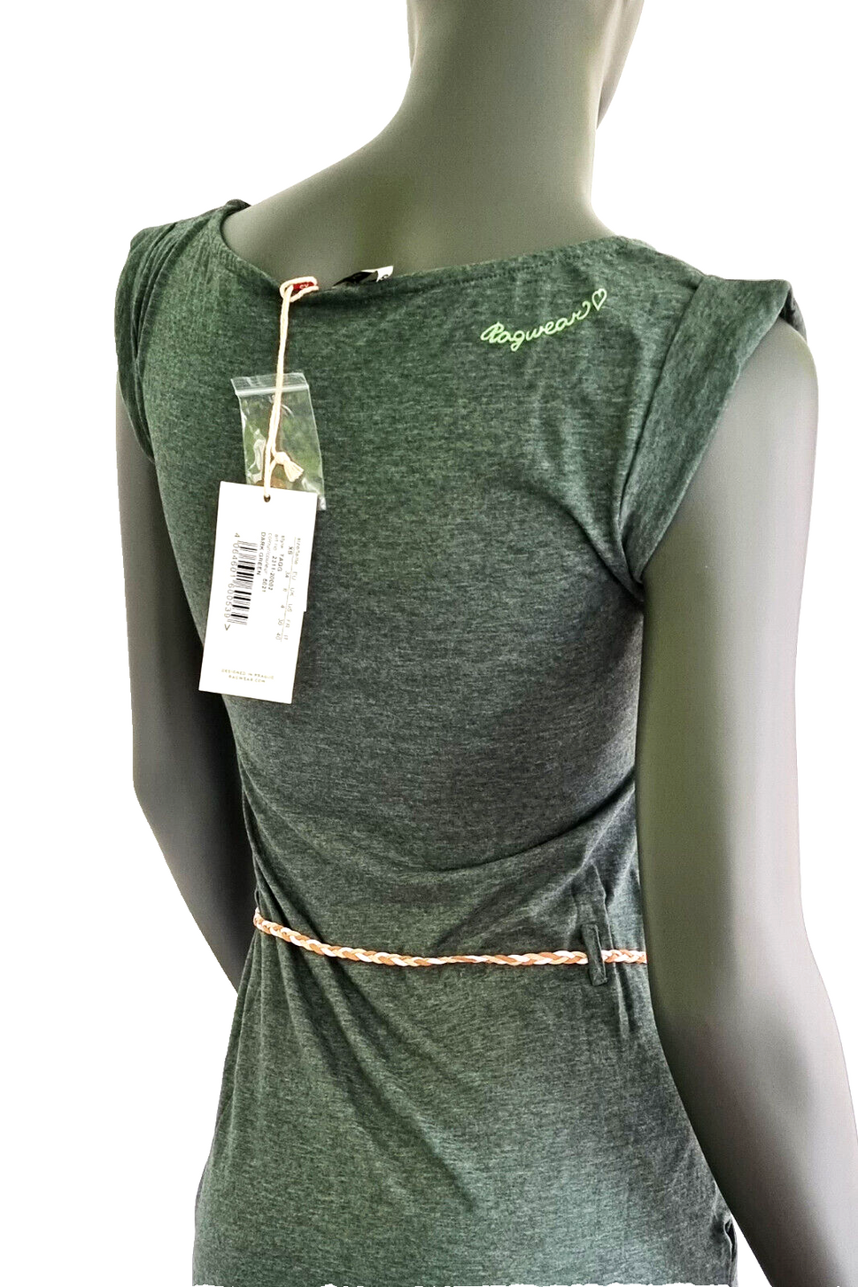 Ragwear Sommerkleid Tagg grün melange mit Gürtel Gr.XS,S,M