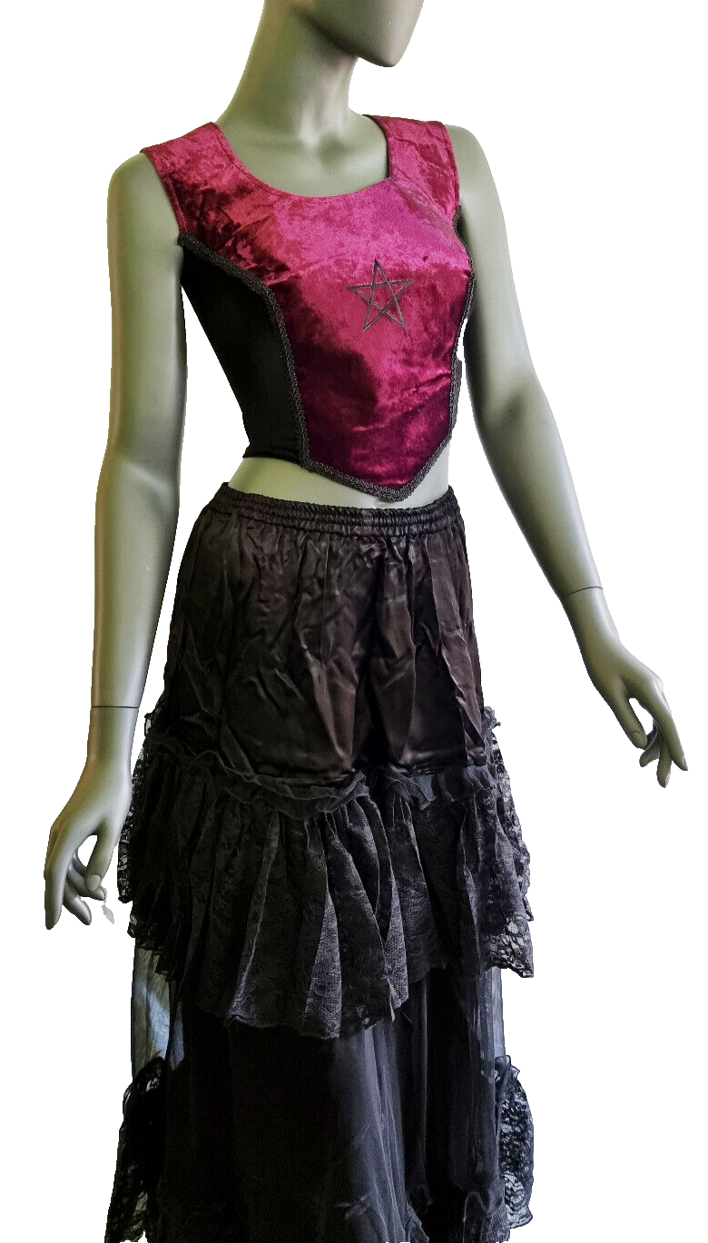 Corsagentop Samt DreiEinigkeit Gothic Punk Medieval Witch lila Gr.34/36