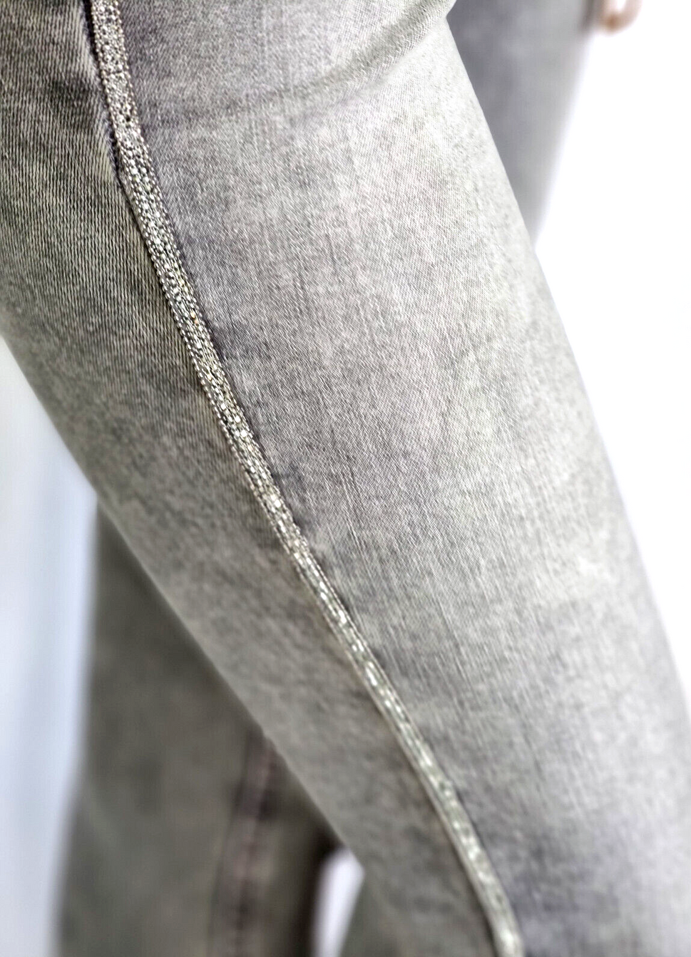 Only Blush Skinny Fit Jeans used Look 7/8 tel Glitzer Seitenstreifen Gr.L/36-38