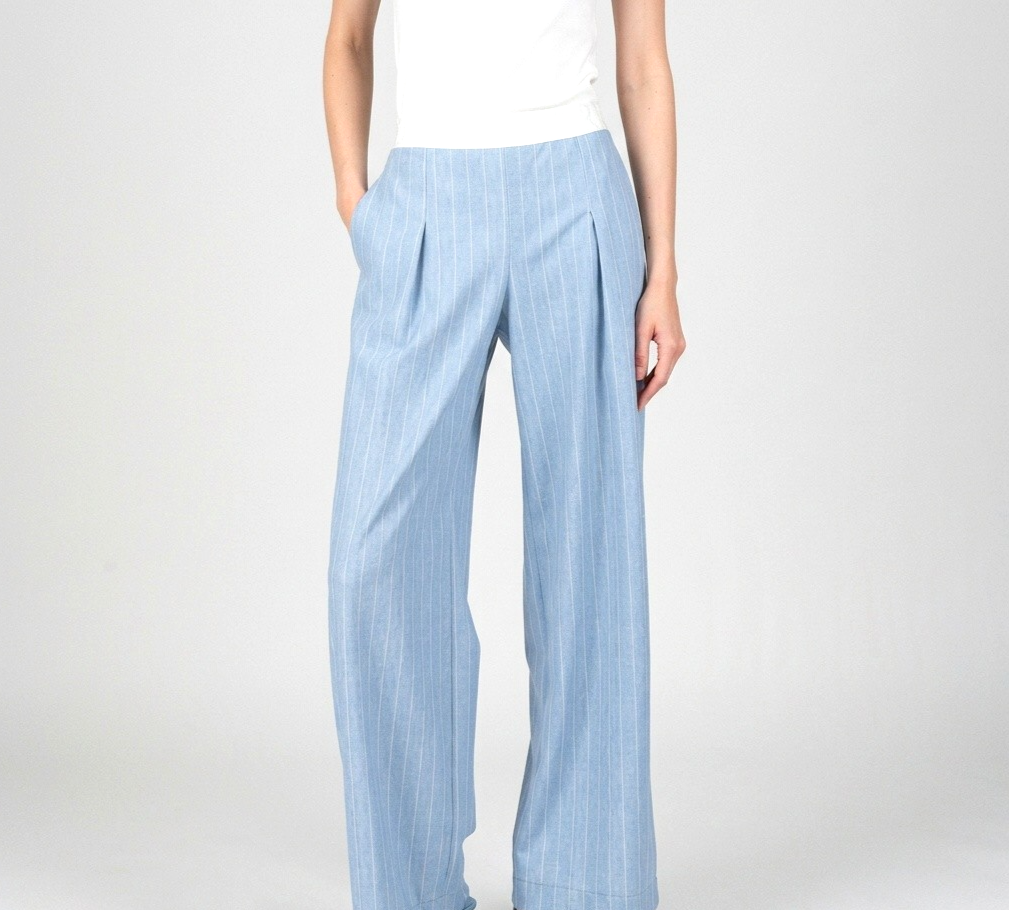 Sportalm Kitzbühel Palazzohose Borys Pinstripe wide leg blau weiss Gr.44