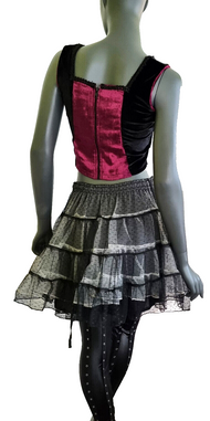 Samttop Miedertop Gothic Medieval Corsagentop schwarz bordeaux Gr. 34-38