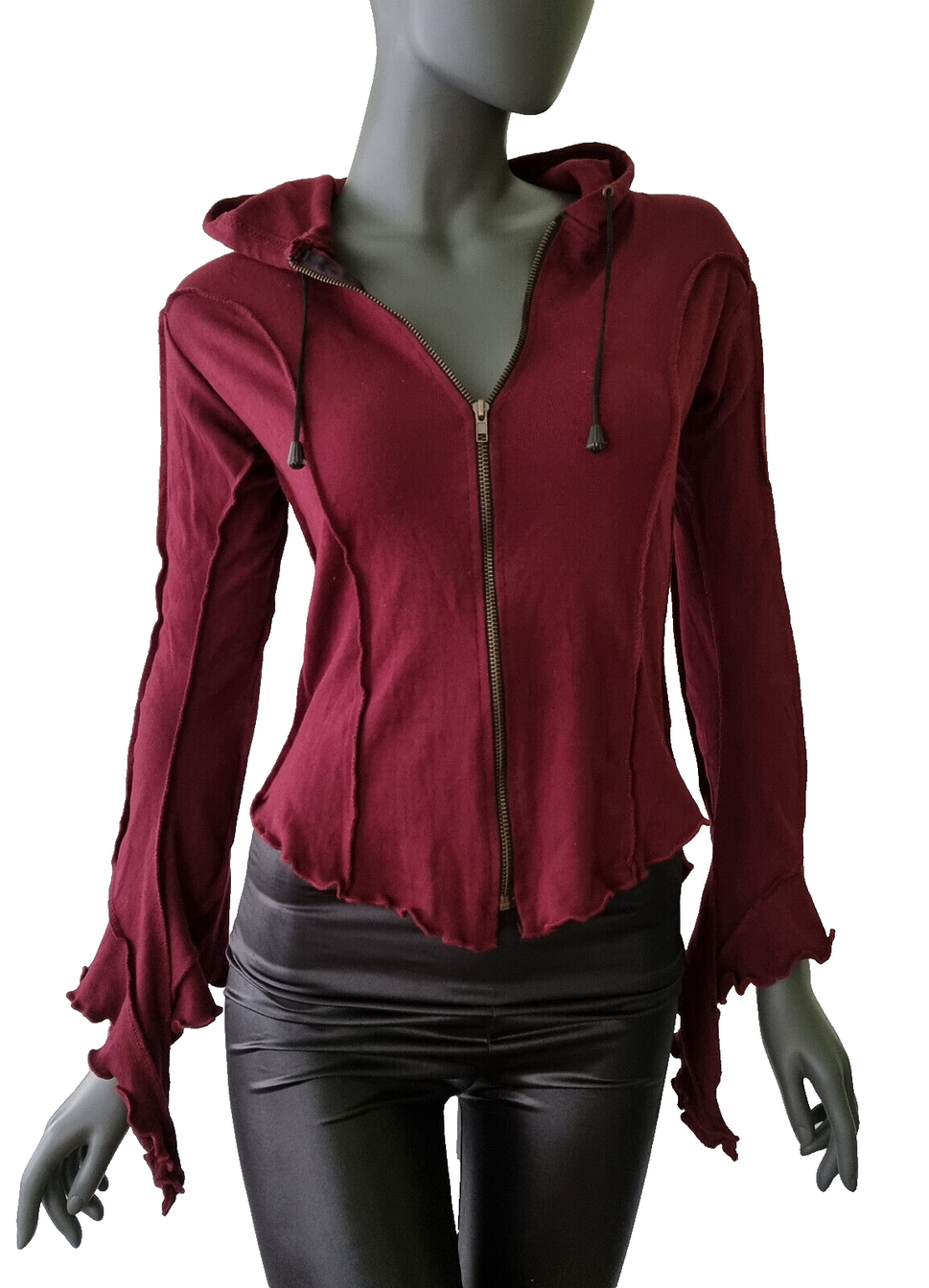 Gugel Shirtjacke Goa Ethno Medieval Hippie bordeaux Gr.34/36