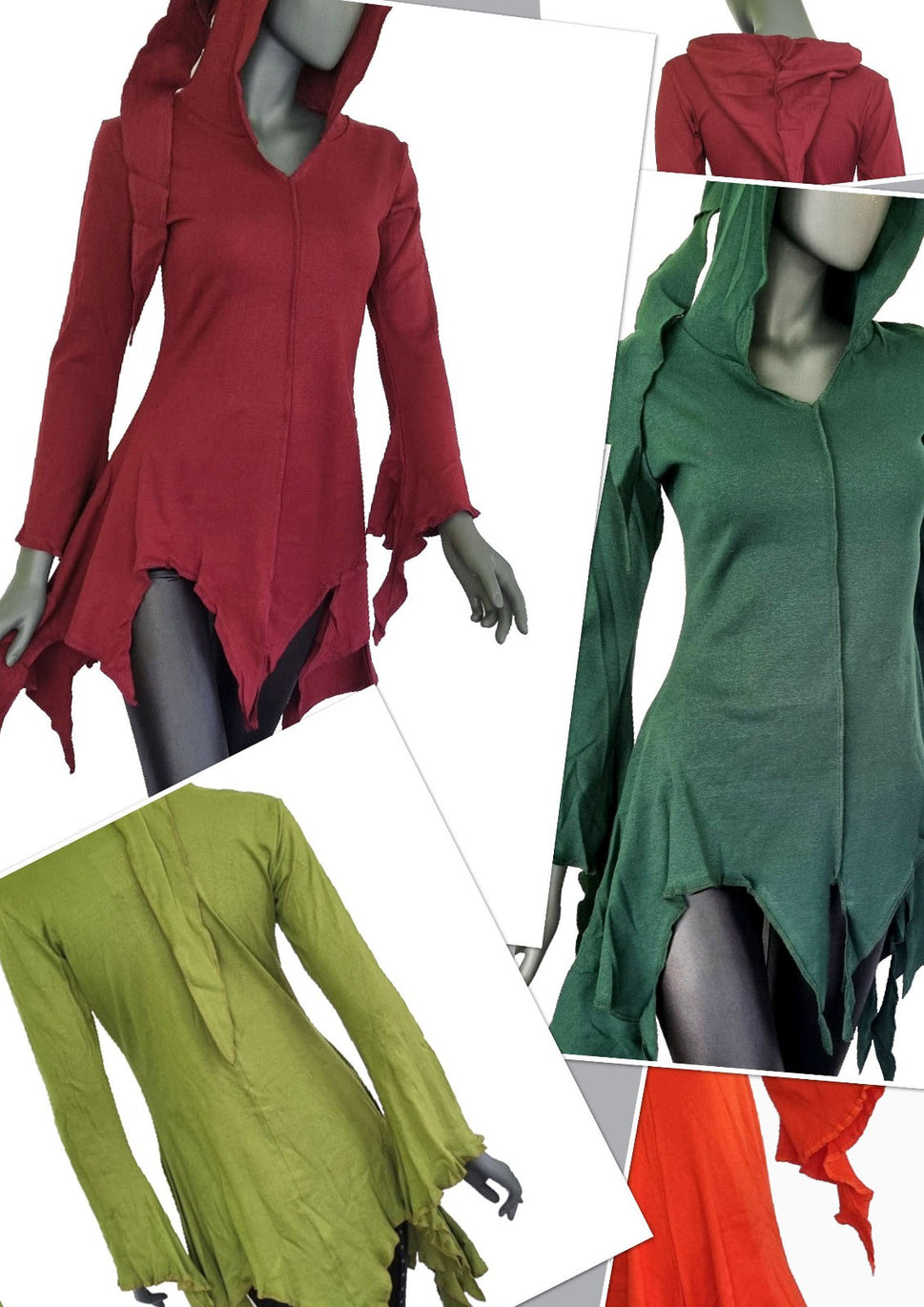 Gugel ZipfelKleid Medieval Gothic Ethno Hippie Witch Pixie  Gr.S/M, L/XL