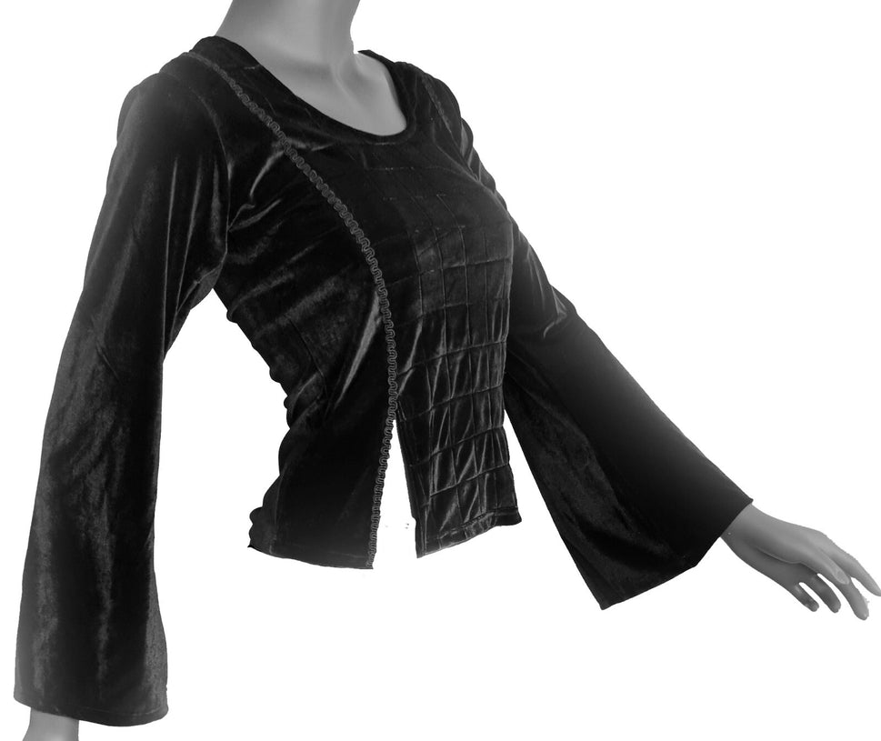 Samtshirt schwarz Longsleeve Gothic Mittelalter Witch Pixie Gr. 38/40