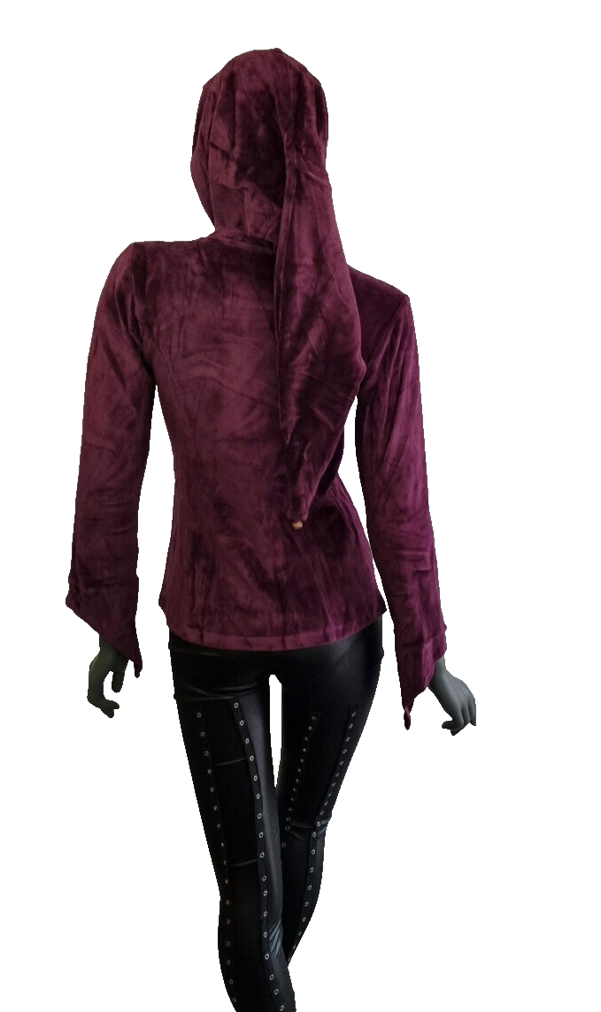 Gugel Nickisweater Medieval Gothic Pixie Larp Rock Schelle Gr.34/36 kleine 38