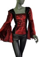 Zeige Bild Gothic Samt-Bluse bordeaux Pentagramm Witch Dark role-playing Gr.38/40 2