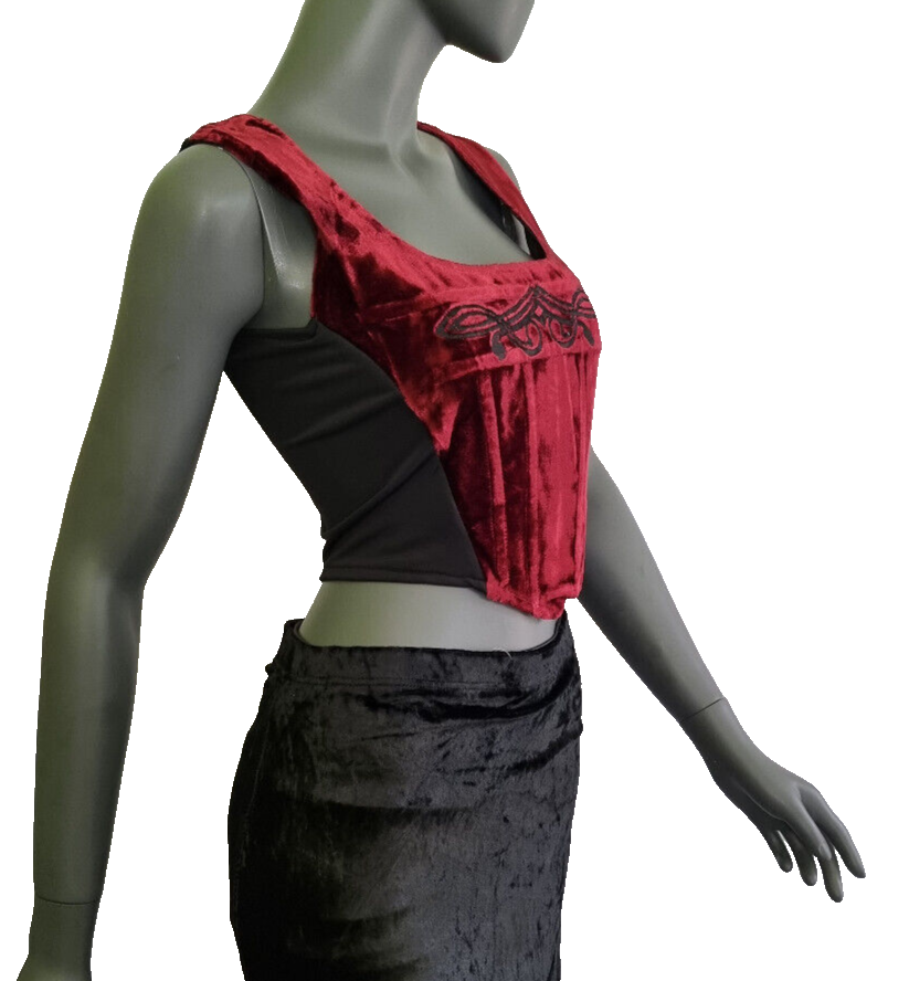Corsagentop Samt Tribal Gothic Punk Medieval Witch lila Stäbchencorsage Gr.36/38
