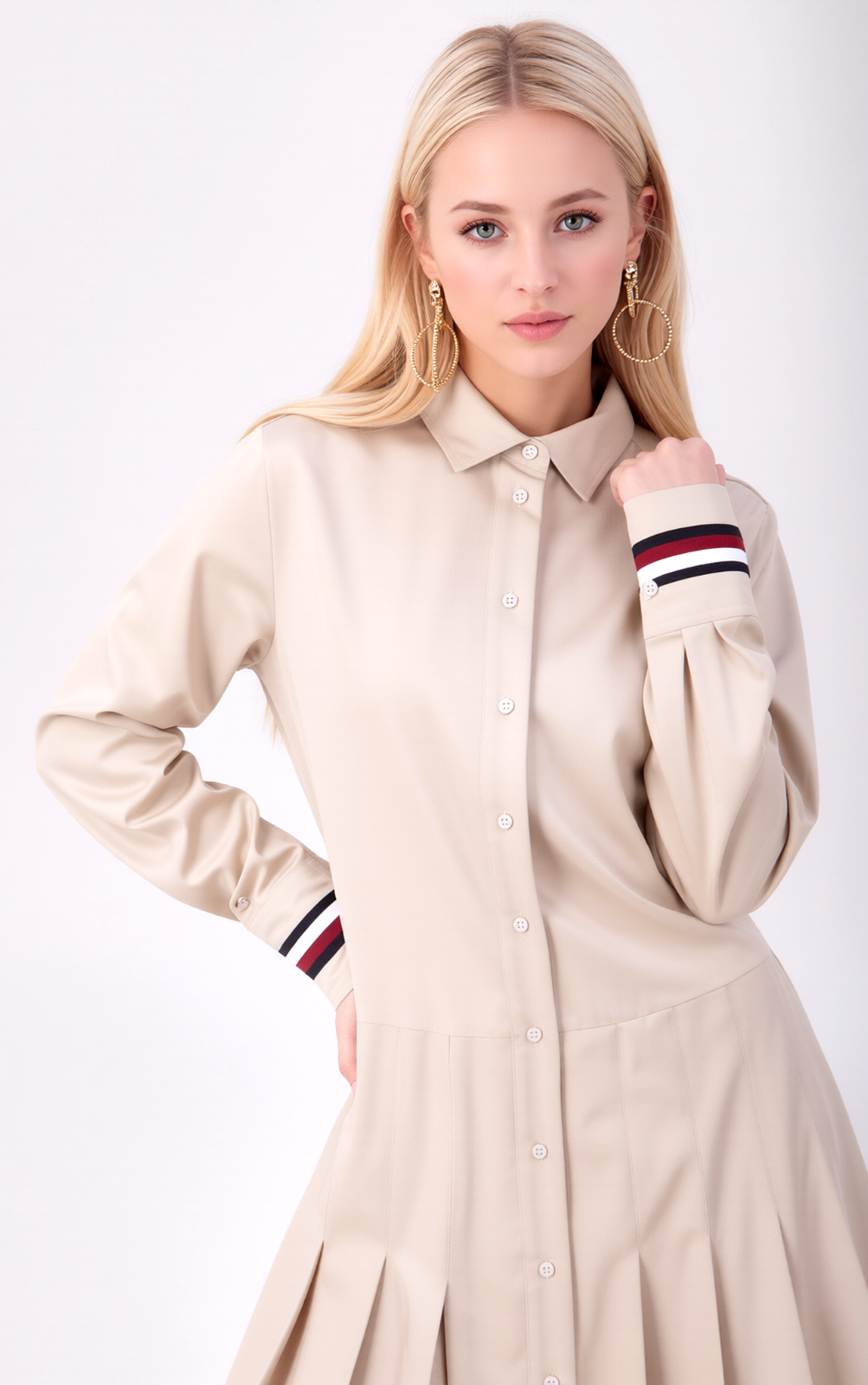 Tommy Hilfiger GLOBAL SHORT DRESS - Blusenkleid - classic beige Gr. 38-40