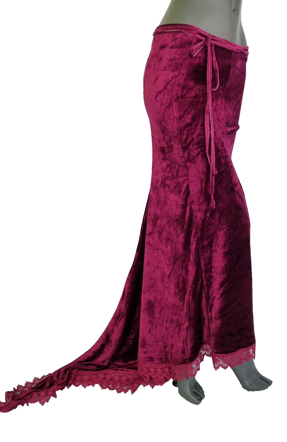 Maxirock Samtrock mit Schleppe Gothic Punk Larp bordeaux/violett Gr.36/38