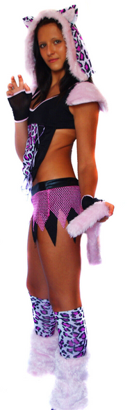 Faschingskostüm Karneval Leopard Katze Plüsch pink Gr.34/36