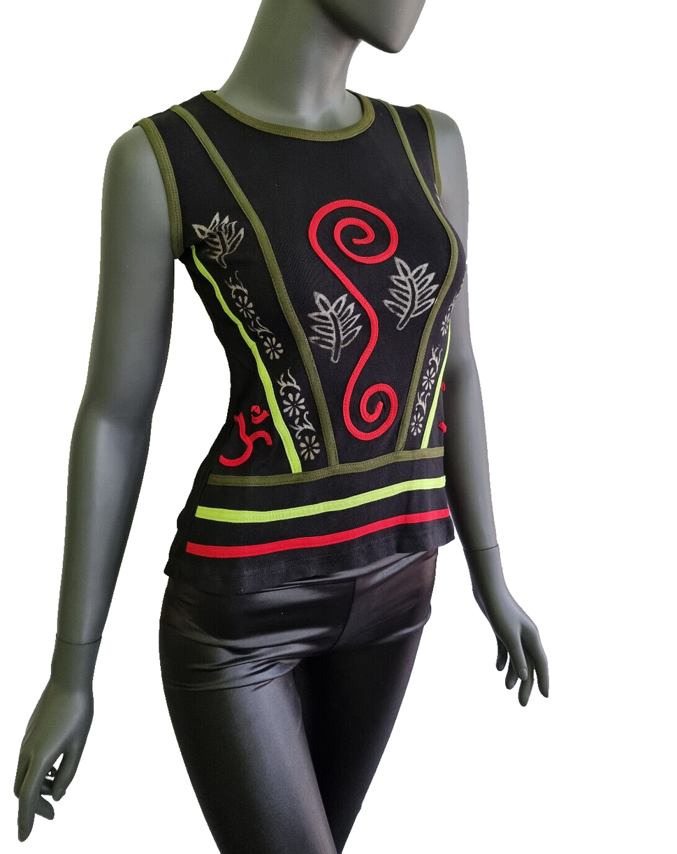 Nepal Ethno Damen Top  Flower Hippie Boho grün Gr. 36/38 onesize