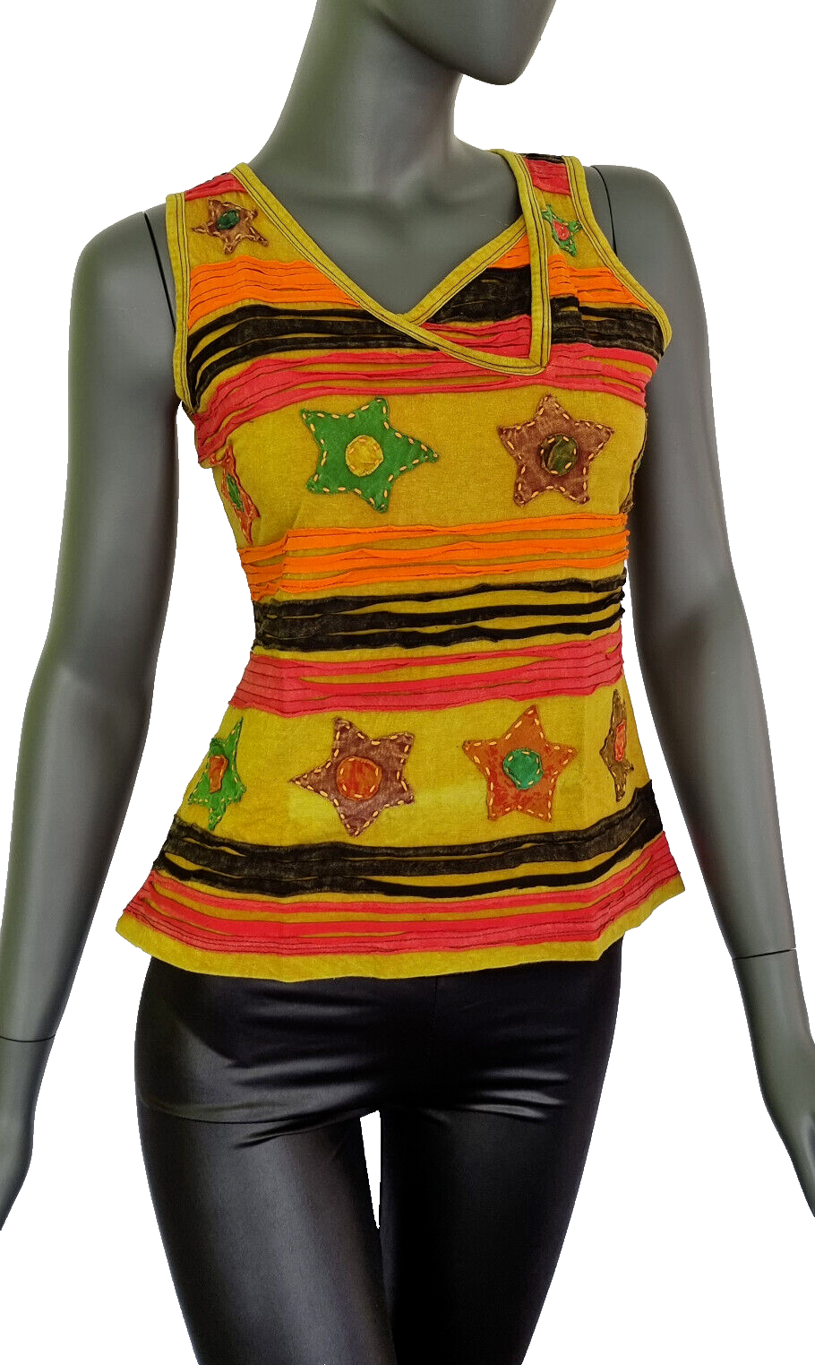 Razor Cut Damen Top Ethno Nepal Flower Hippie Boho Gr. 38/40 onesize