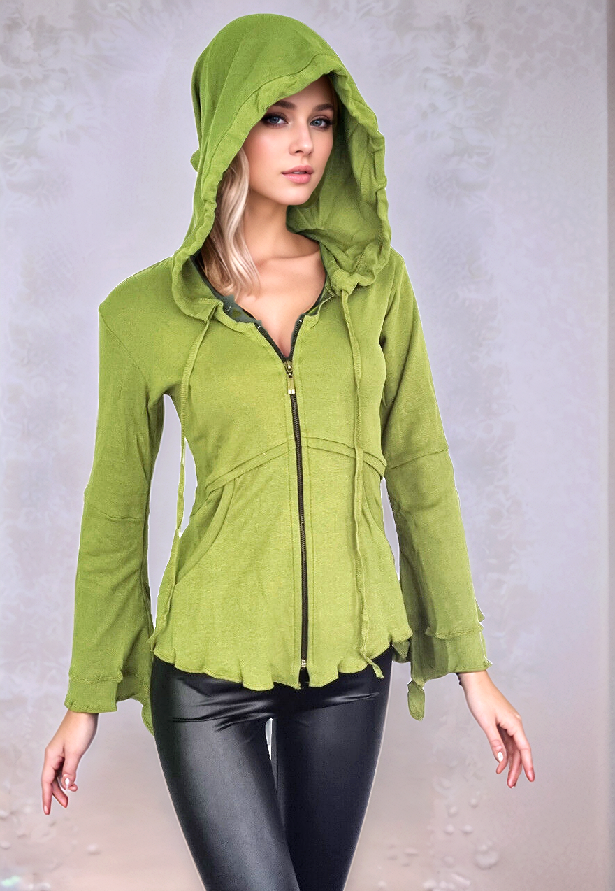 Gugel Zipfeljacke Schnürung Goa Gothic Medieval Hippie Witch Boho Gr. S/M 36/38