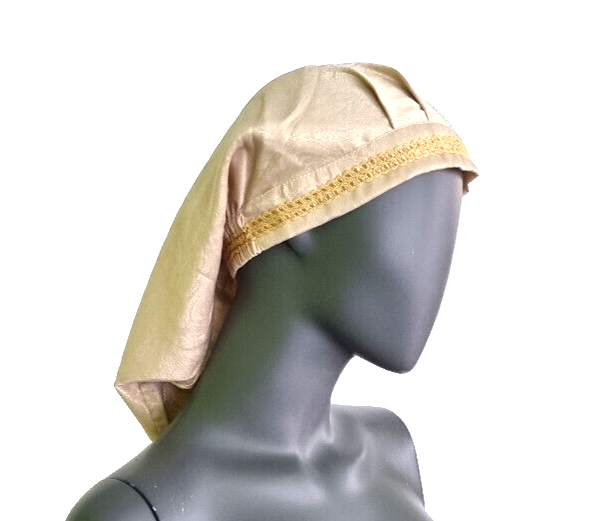 Mittelalter LARP Haube Brokat beige Gugel Zipfelmütze Erwachse