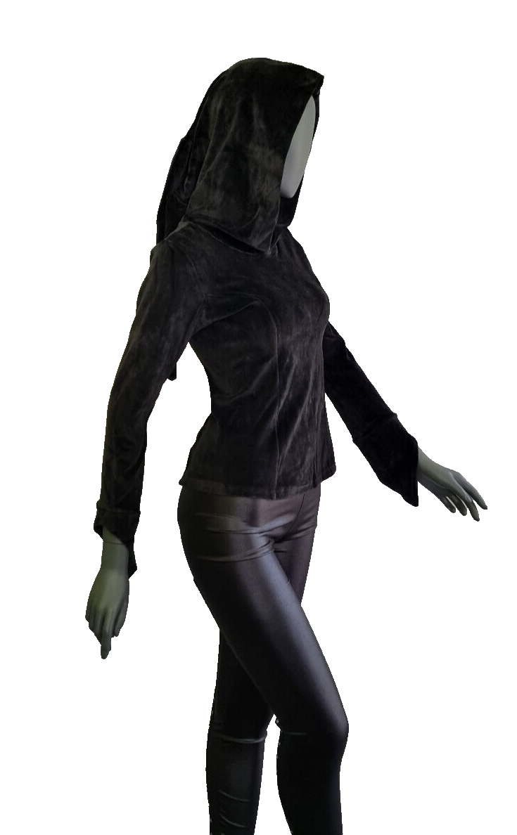 Gugel Nickisweater Medieval Gothic Pixie Larp Rock Schelle Gr.34/36 kleine 38