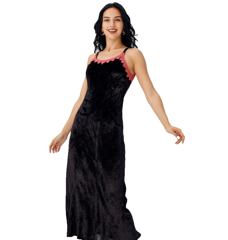 Bäres Nicki-Samtkleid Maxikleid Gothic , Boho stretch Gr. 34-38 freesize