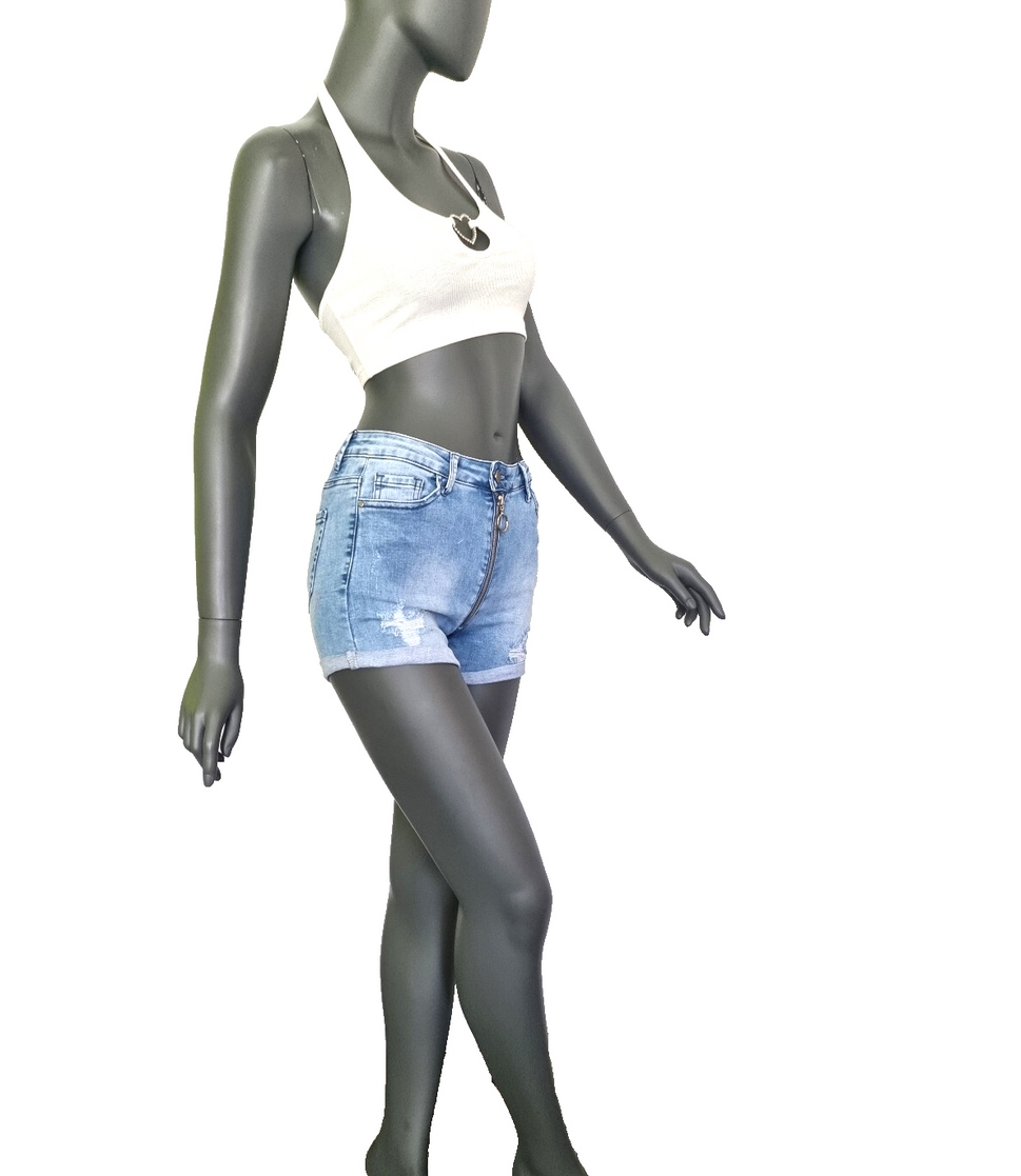 Laulia Sexy HotPants Jeansshorts Longzipper used Look stretch Gr.S/34,36