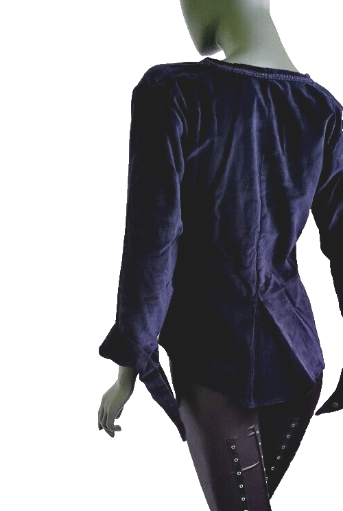 Bäres Blazer Schnürjacke Edwardian Gothic blau Samtjacke Zipfelärmel Gr. 36-40